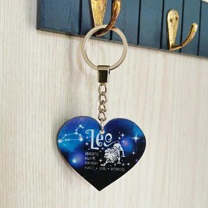 New Zodiac Universe Blue Heart Leo  Keychain